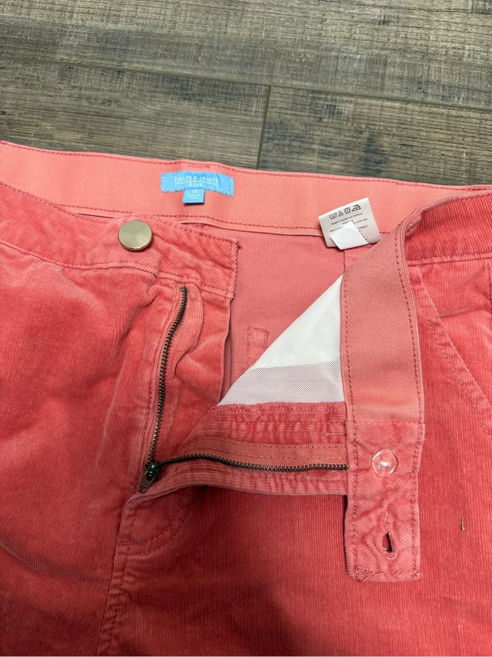 Draper Jeans RSVP Coral Wide-Leg Corduroy Pants Women's Size 16